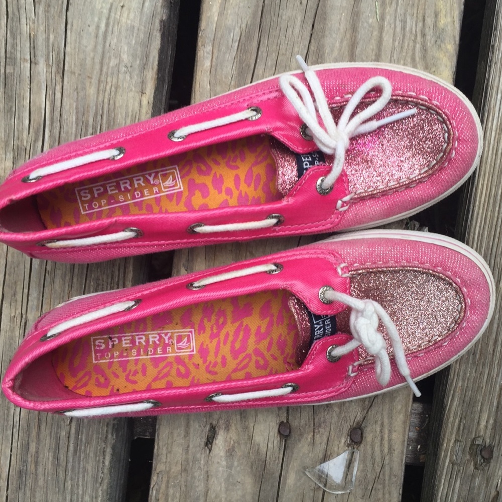 Girls pink glitter sperry topsider